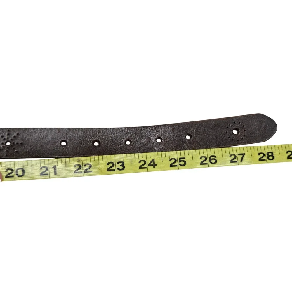 Gap Factory Belt‎ Kids Medium Brown Leather Perforated Starburst Classic Casual